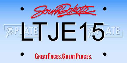 LTJE15 South Dakota License Plate