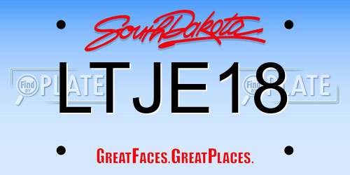 LTJE18 South Dakota License Plate
