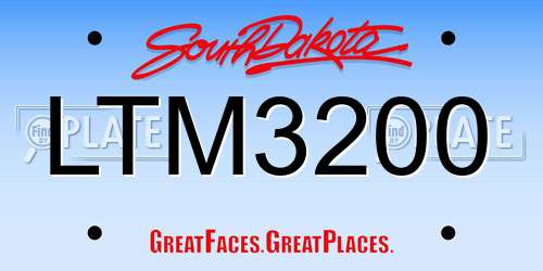 LTM3200 South Dakota License Plate