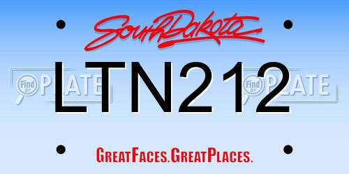 LTN212 South Dakota License Plate