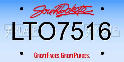 LTO7516 South Dakota License Plate
