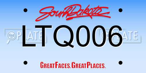 LTQ006 South Dakota License Plate
