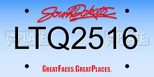 LTQ2516 South Dakota License Plate