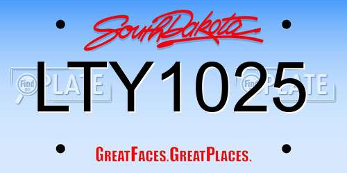 LTY1025 South Dakota License Plate