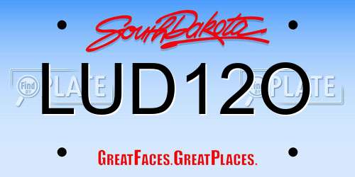 LUD12O South Dakota License Plate