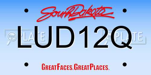 LUD12Q South Dakota License Plate