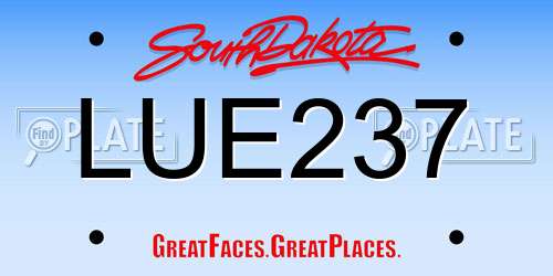 LUE237 South Dakota License Plate