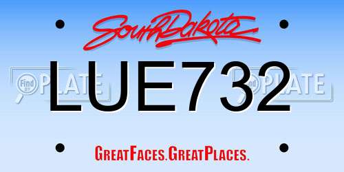 LUE732 South Dakota License Plate