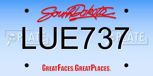 LUE737 South Dakota License Plate