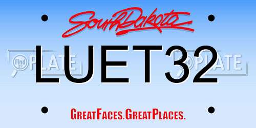 LUET32 South Dakota License Plate