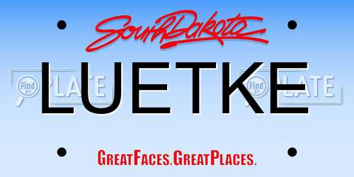 LUETKE South Dakota License Plate
