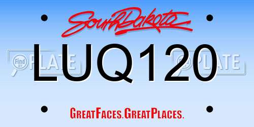 LUQ120 South Dakota License Plate