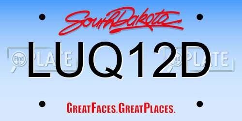 LUQ12D South Dakota License Plate