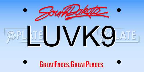 LUVK9 South Dakota License Plate