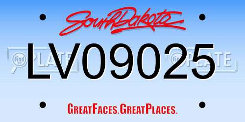 LV09025 South Dakota License Plate