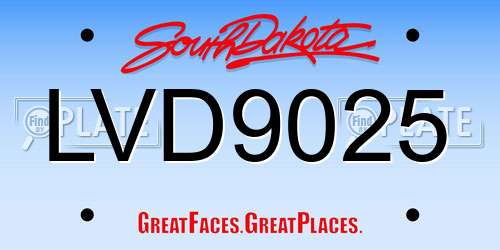 LVD9025 South Dakota License Plate