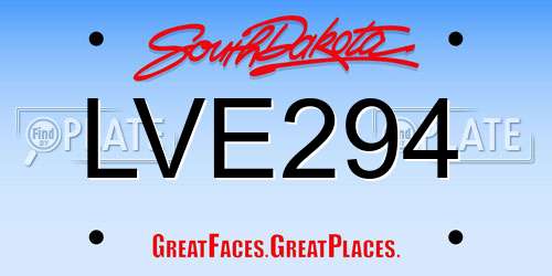 LVE294 South Dakota License Plate