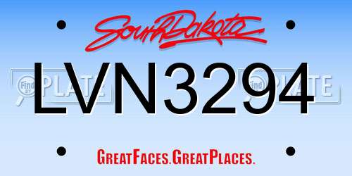 LVN3294 South Dakota License Plate