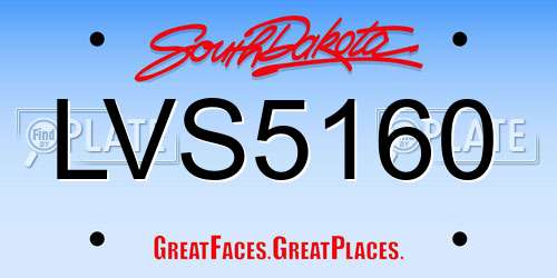 LVS5160 South Dakota License Plate