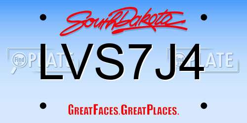 LVS7J4 South Dakota License Plate