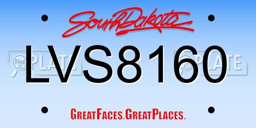 LVS8160 South Dakota License Plate
