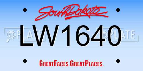 LW1640 South Dakota License Plate