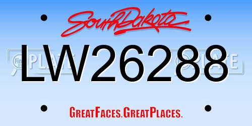 LW26288 South Dakota License Plate