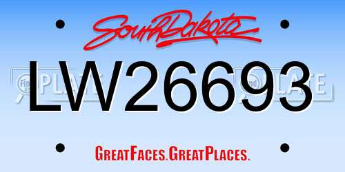 LW26693 South Dakota License Plate