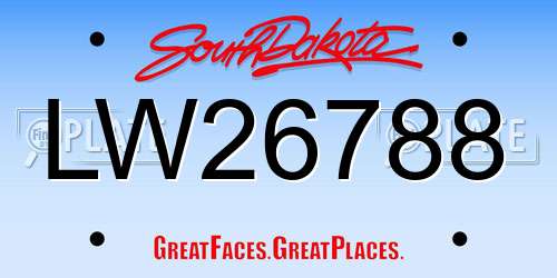 LW26788 South Dakota License Plate