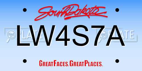 LW4S7A South Dakota License Plate