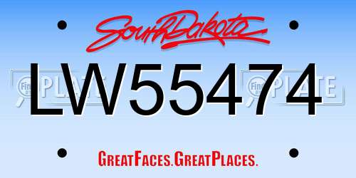 LW55474 South Dakota License Plate