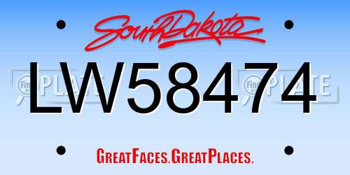 LW58474 South Dakota License Plate