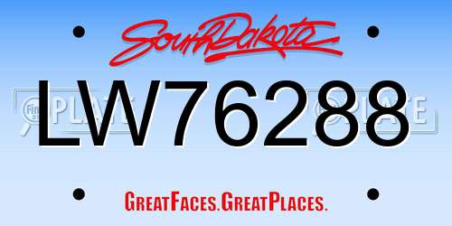 LW76288 South Dakota License Plate
