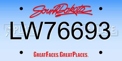 LW76693 South Dakota License Plate