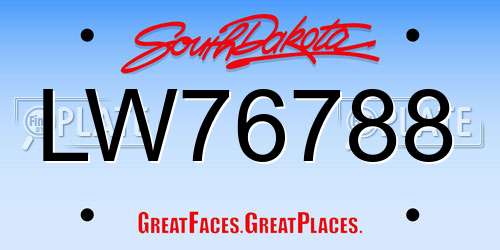 LW76788 South Dakota License Plate