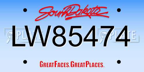 LW85474 South Dakota License Plate