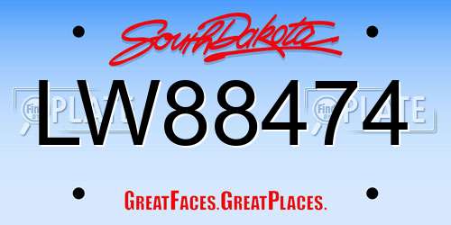 LW88474 South Dakota License Plate