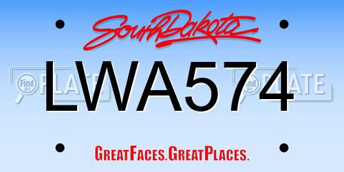 LWA574 South Dakota License Plate