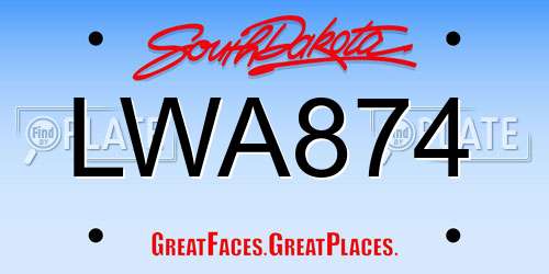 LWA874 South Dakota License Plate