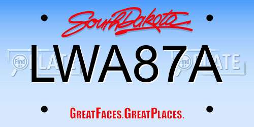 LWA87A South Dakota License Plate