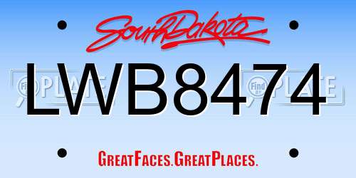 LWB8474 South Dakota License Plate