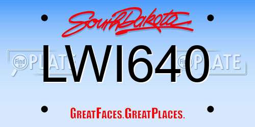 LWI640 South Dakota License Plate