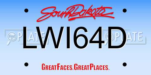 LWI64D South Dakota License Plate