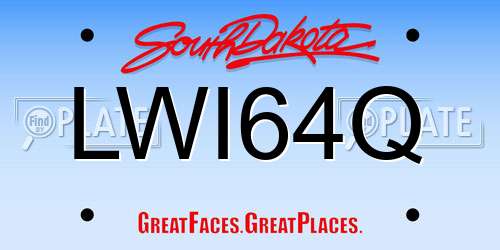 LWI64Q South Dakota License Plate