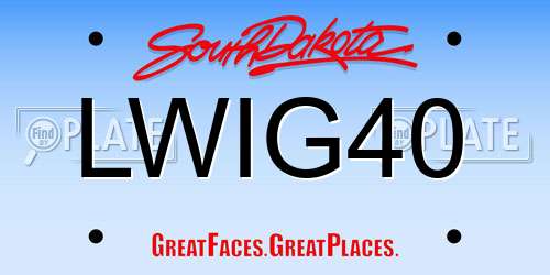 LWIG40 South Dakota License Plate