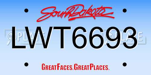 LWT6693 South Dakota License Plate
