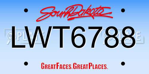 LWT6788 South Dakota License Plate
