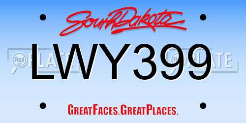 LWY399 South Dakota License Plate