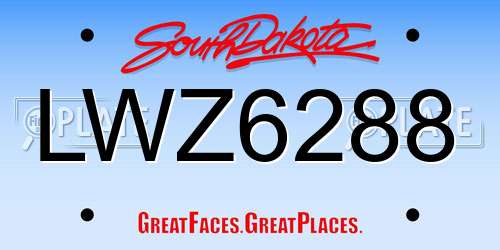 LWZ6288 South Dakota License Plate