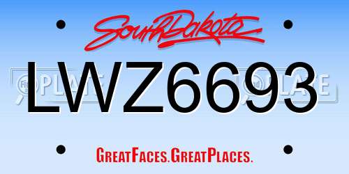 LWZ6693 South Dakota License Plate